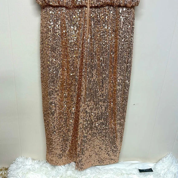 Eliza J Rose Gold Sequin Halter Dress - Picture 6 of 14